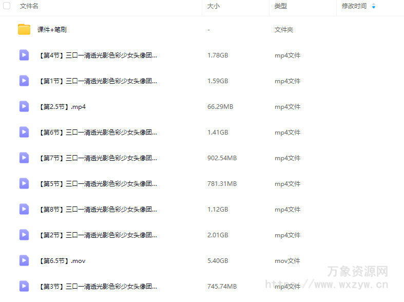 三口一清透光影色彩少女头像团练课2025【画质高清有课件笔刷】