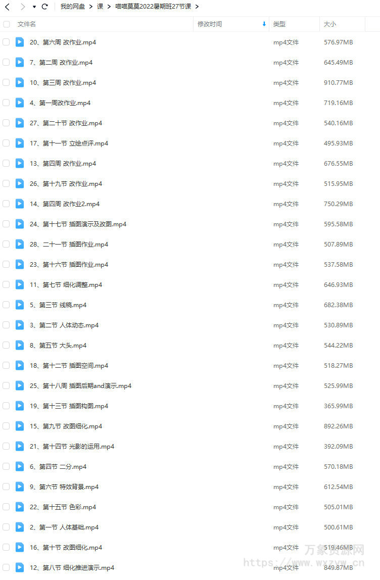 喵喵莫莫2022暑期班日韩角色立绘插画【画质高清只有视频】