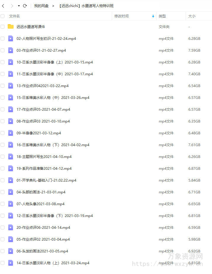 迟迟chichi水墨速写人物班2021年4月结课【画质不错有课件】
