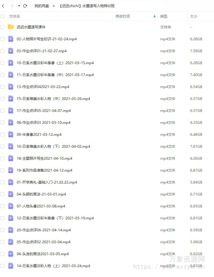 迟迟chichi水墨速写人物班2021年4月结课【画质不错有课件】