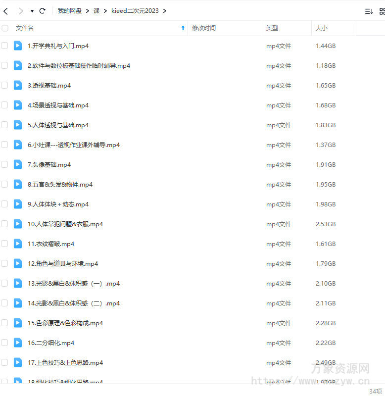 kieed二次元角色插画基础班2023年第一季【画质高清只有视频】