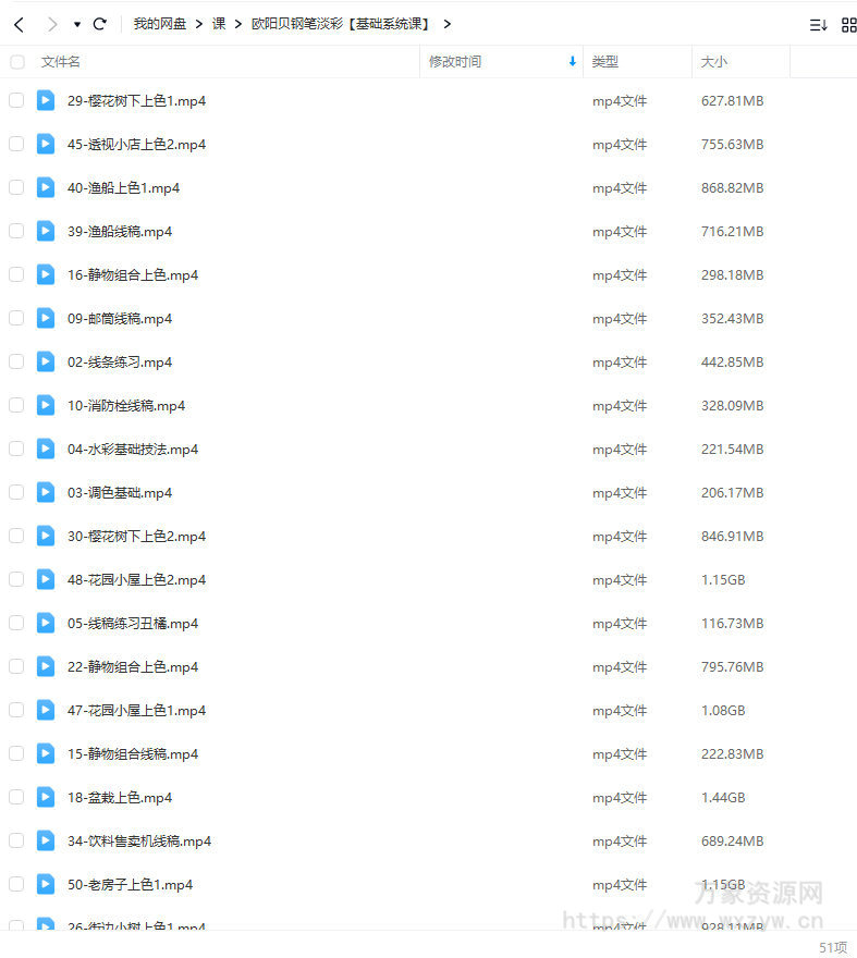 欧阳贝钢笔淡彩基础系统课2023年【画质高清只有视频】