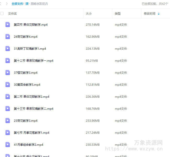 周峰水彩花卉【老课画质还行只有视频】