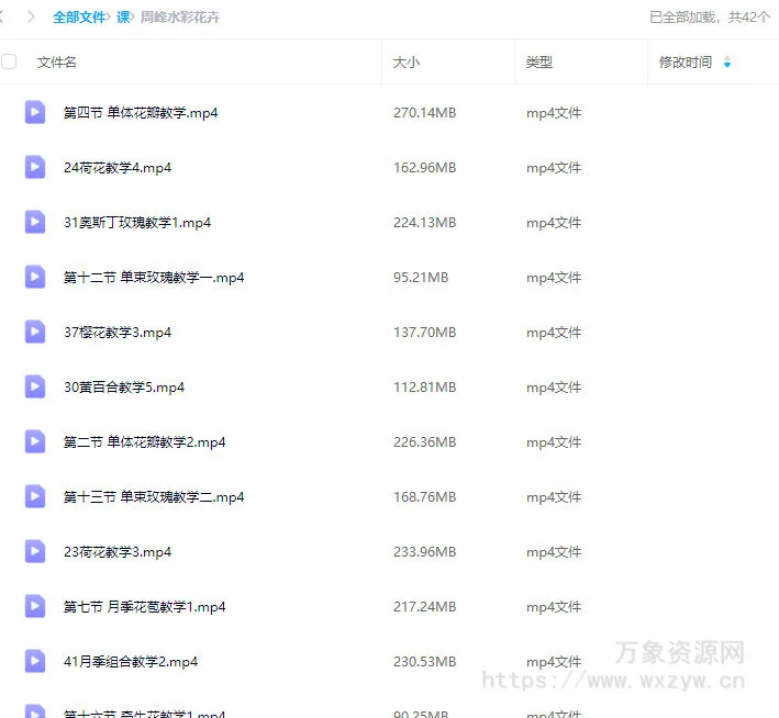 周峰水彩花卉【老课画质还行只有视频】