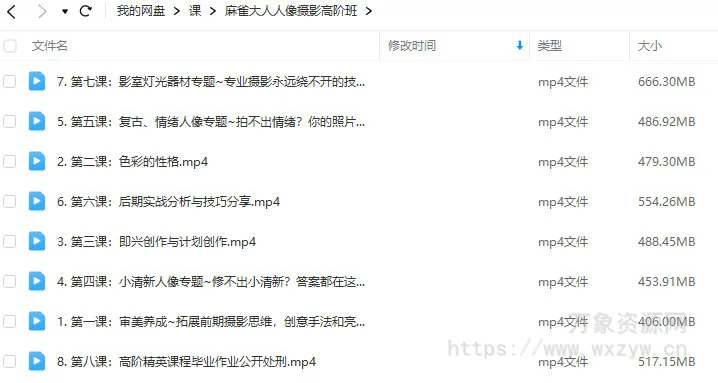 麻雀大人人像摄影高阶班2022年1月结课【画质一般只有视频】