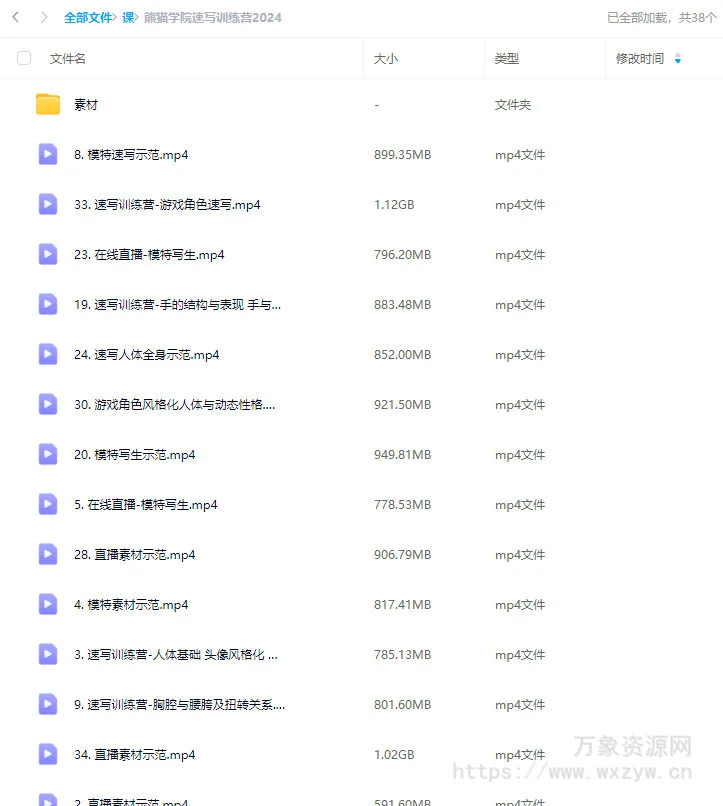 熊猫学院速写训练营2024【画质不错有素材】