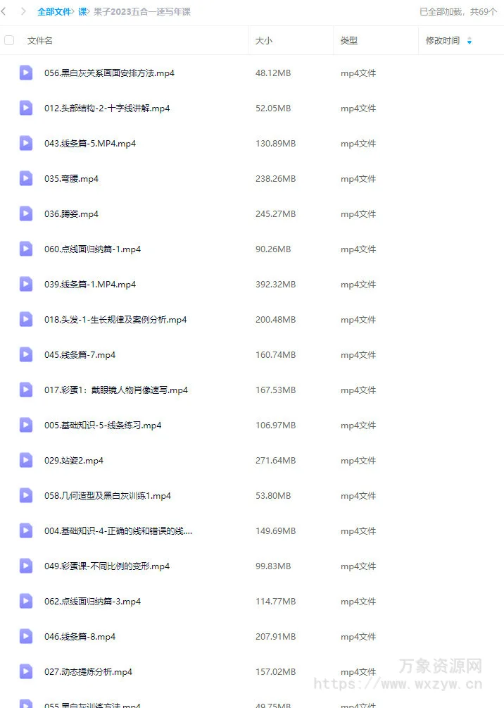 【缺课】果子五合一速写年课2023【画质不错只有视频】
