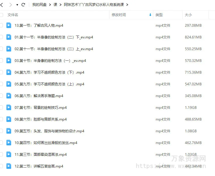 阿妹艺术丫丫古风梦幻水彩人物系统课【画质不错只有视频】