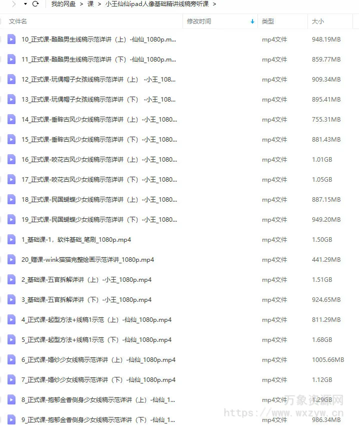 小王仙仙2022ipad人像基础精讲线稿旁听课【画质不错只有视频】