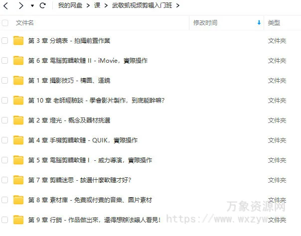 武敬凱视频剪辑入门班【画质高清只有视频】