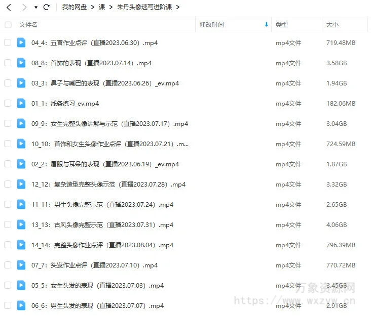 朱丹头像速写进阶课2023年【画质高清只有视频】