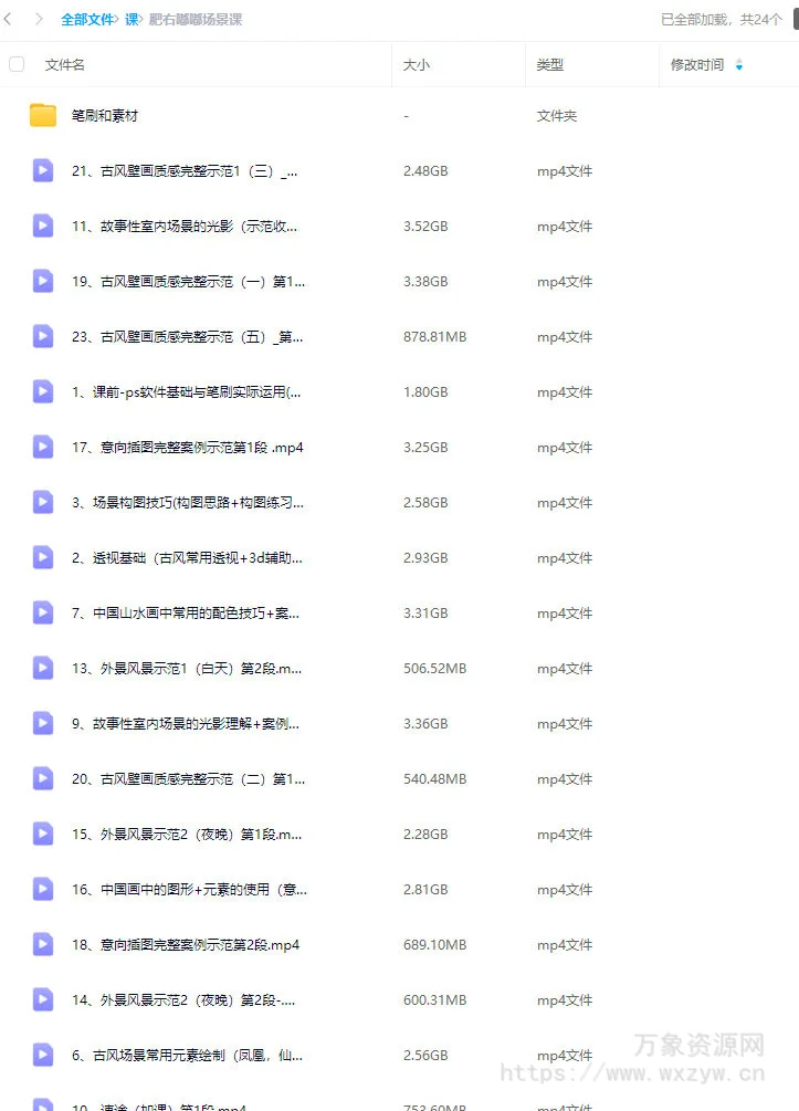 肥右嘟嘟古风场景课2023年【画质不错有笔刷】