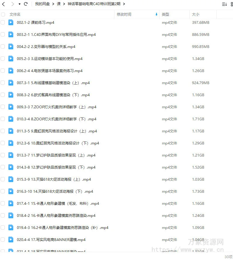 神话零基础电商C4D特训班第2期2022年【画质高清只有视频】