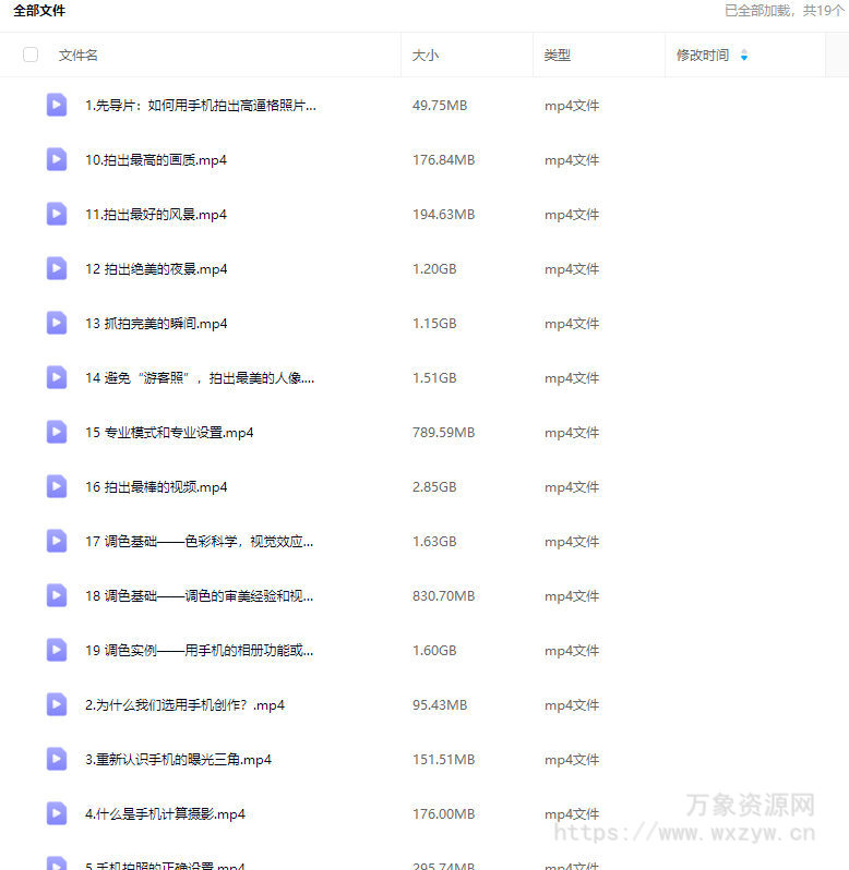 陈曦手机影像创作实战课程从入门到精通【画质高清只有视频】