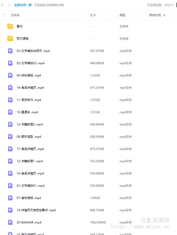 王猛奇版式电商第40期2023年1月结课【画质不错有大部分素材】