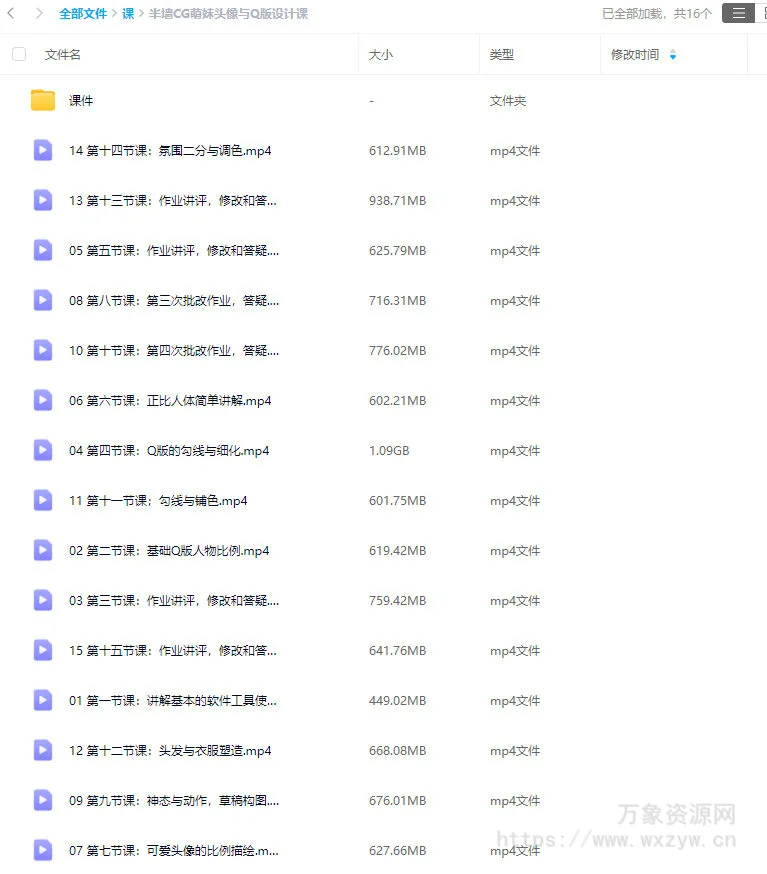 半墙CG萌妹头像与Q版设计课2024【画质高清有课件】