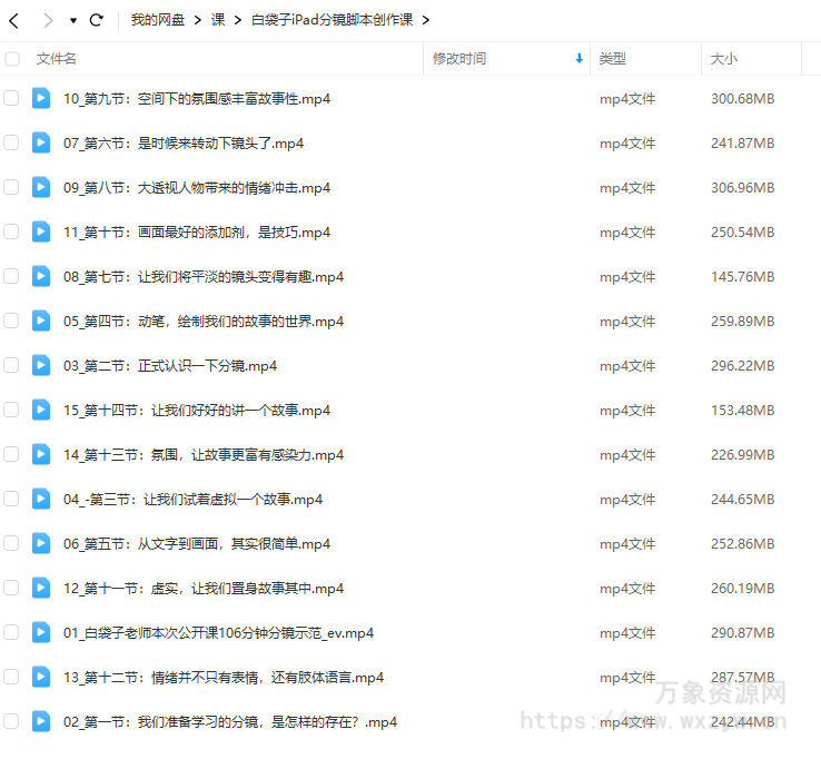 白袋子iPad分镜脚本创作课2022年【画质不错只有视频】