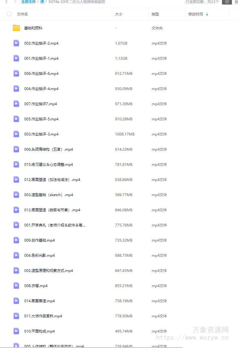 3367e二次元人物插画基础班2023【画质高清只有视频】