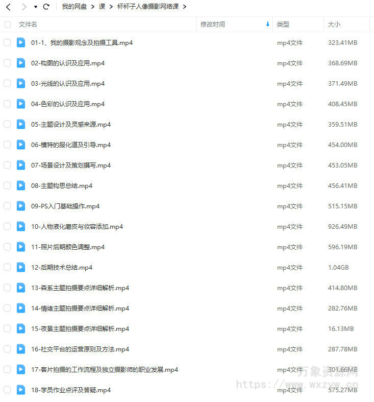 杯杯子人像摄影网络课2024【画质不错只有视频】