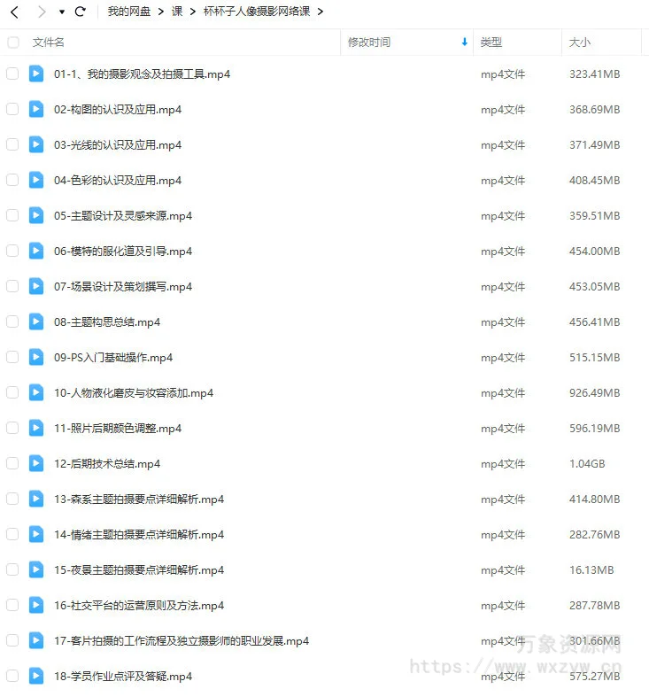 杯杯子人像摄影网络课2024【画质不错只有视频】