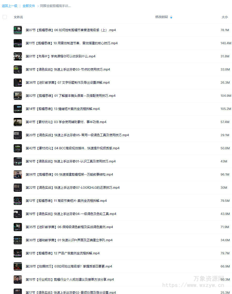 阿晖全能剪辑高手训练营剪辑思维【画质高清只有视频】