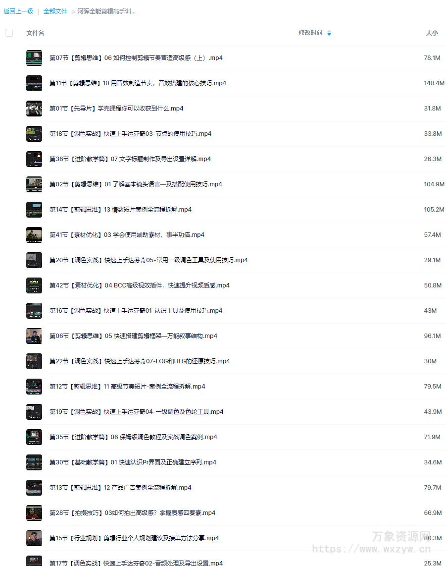 阿晖全能剪辑高手训练营剪辑思维【画质高清只有视频】