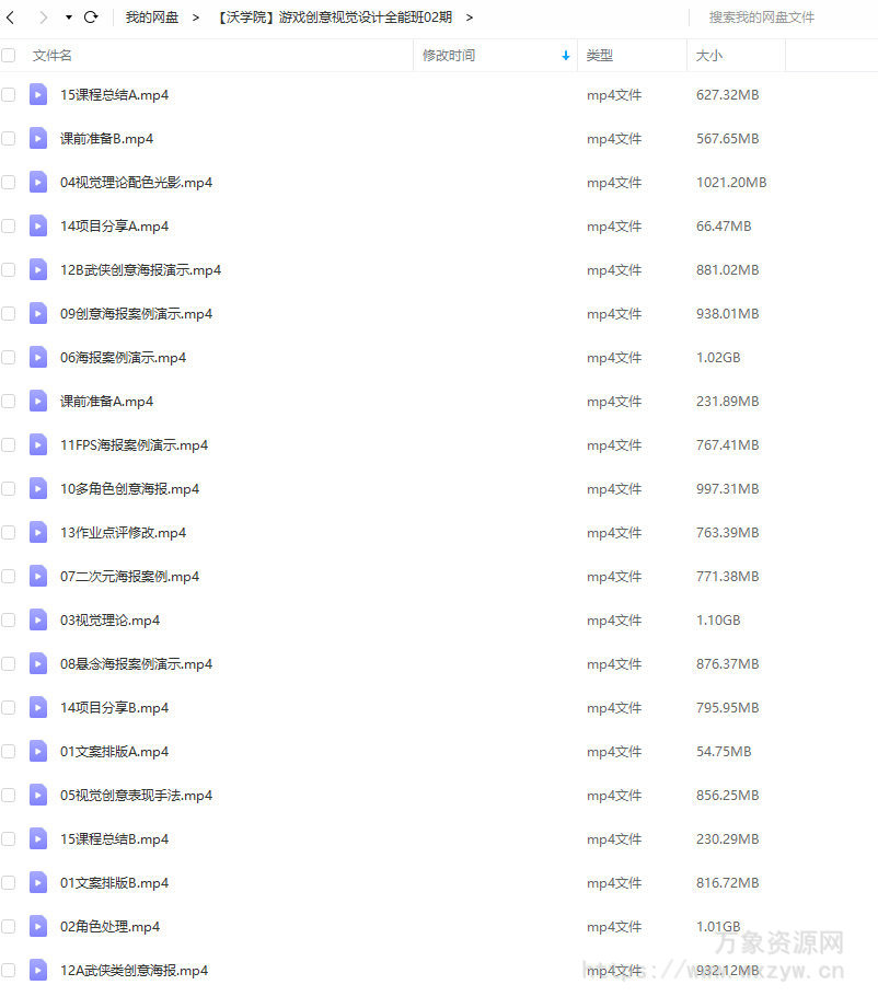 【沃学院】游戏创意视觉设计全能班02期2021年5月结课【画质高清只有视频】