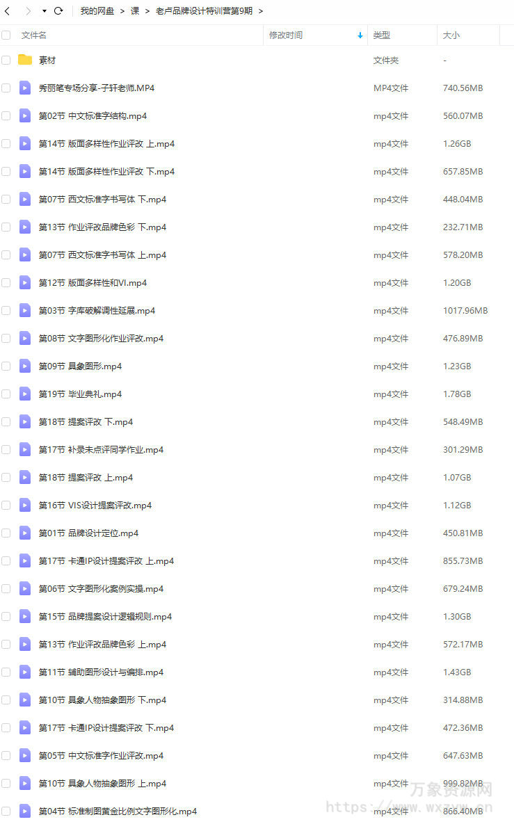 卢帅品牌设计特训营第9期2021年【画质高清有大部分素材】