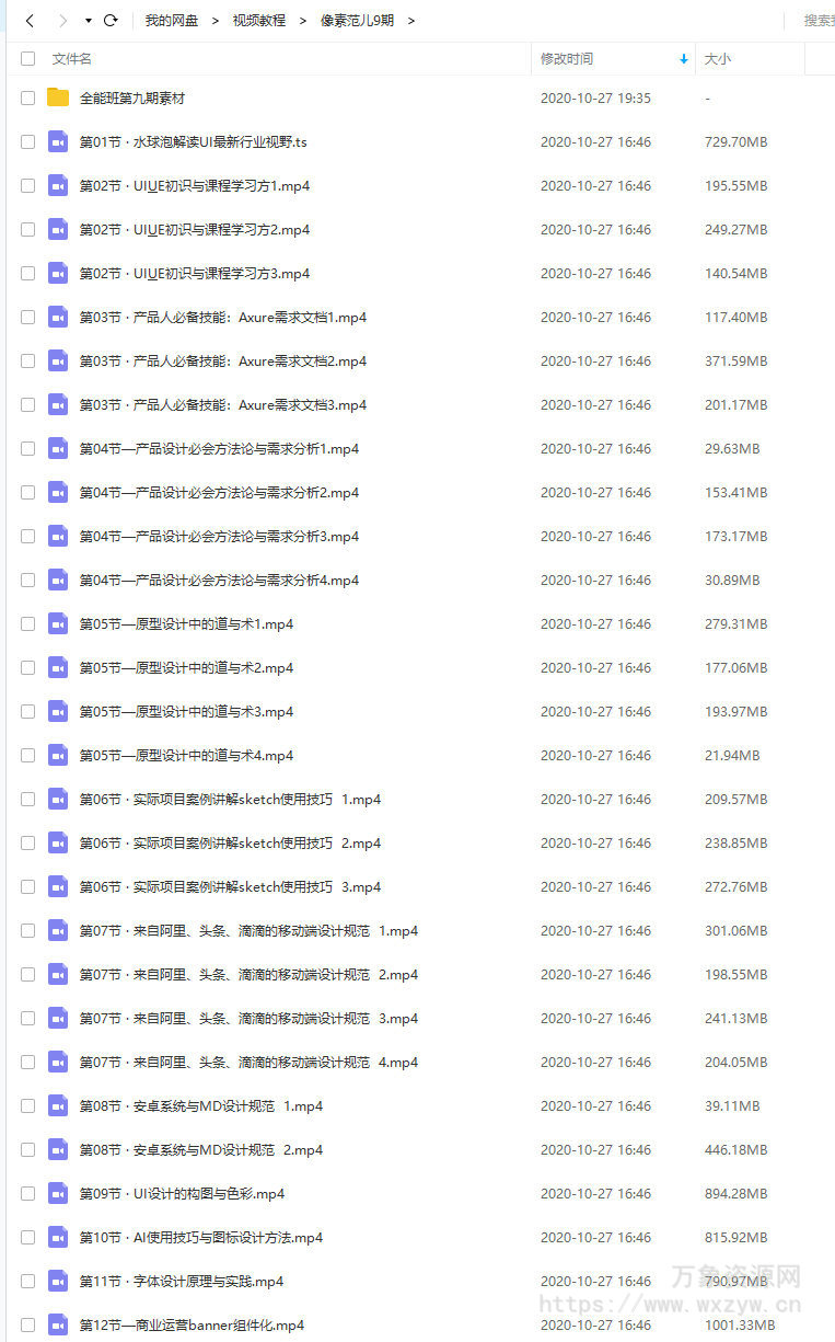 像素范儿第九期UI设计全能班(不加密高清画质)