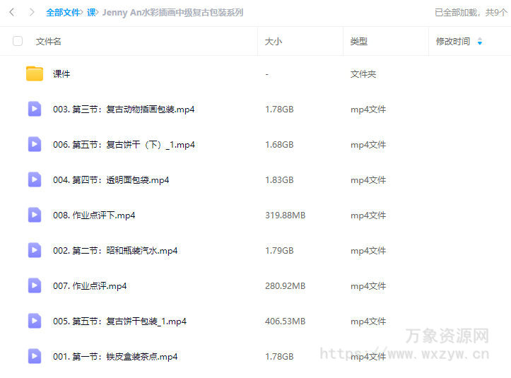 Jenny An水彩插画中级复古包装系列【画质还行有课件】