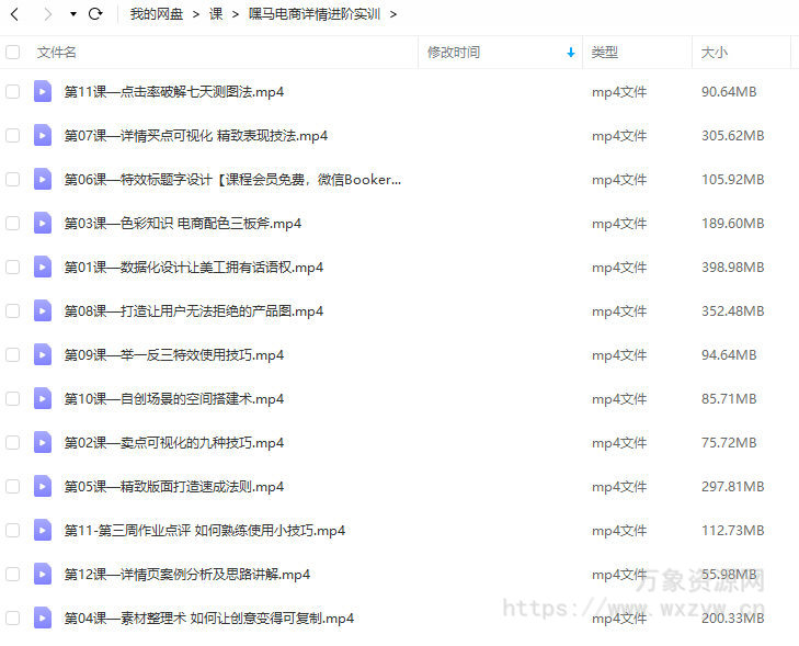 嘿马电商详情进阶实训【画质高清只有视频】
