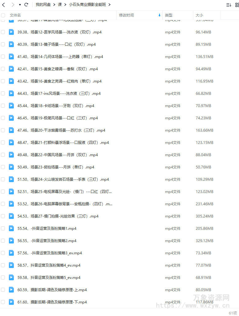 小石头商业摄影全能班2021年【画质不错只有视频】