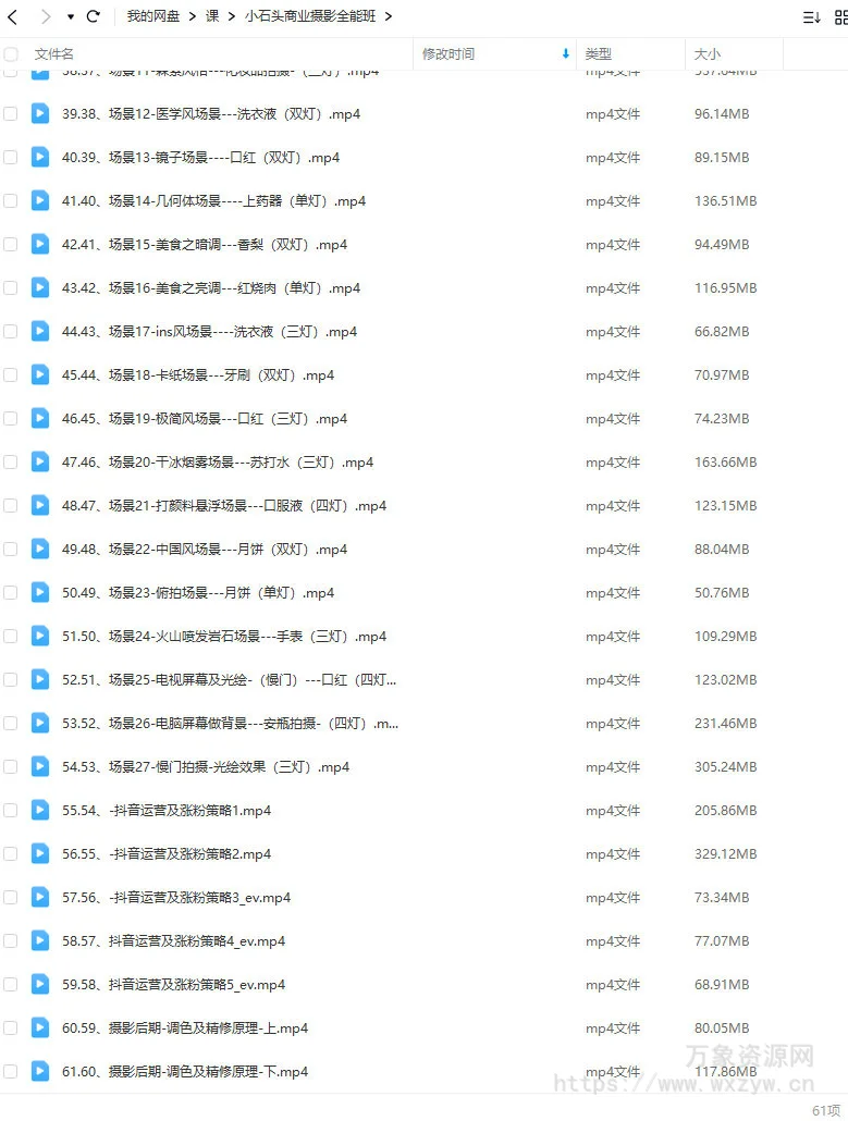 小石头商业摄影全能班2021年【画质不错只有视频】