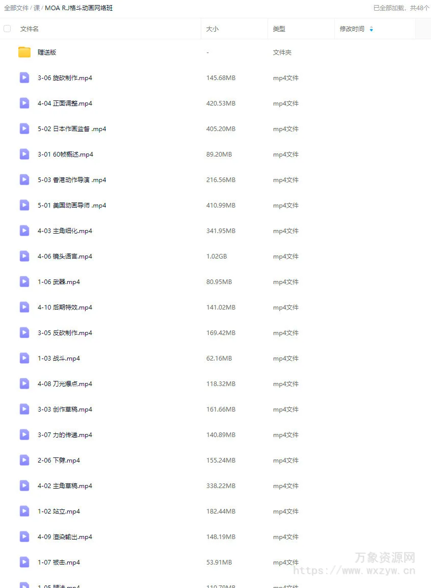 MOA R.J格斗动画网络班【画质高清只有视频】