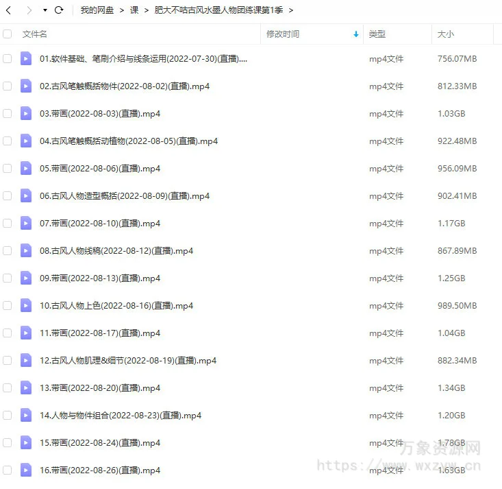 肥大不咕2022古风水墨人物团练课第1季【画质不错只有视频】