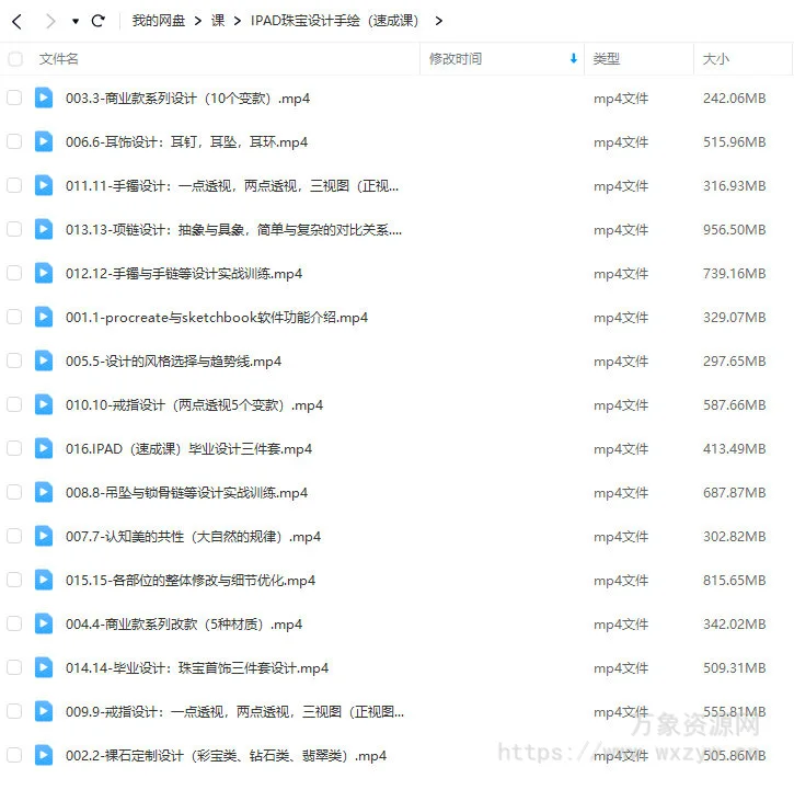 YC ipad珠宝设计手绘速成课2022年结课【画质还行只有视频】