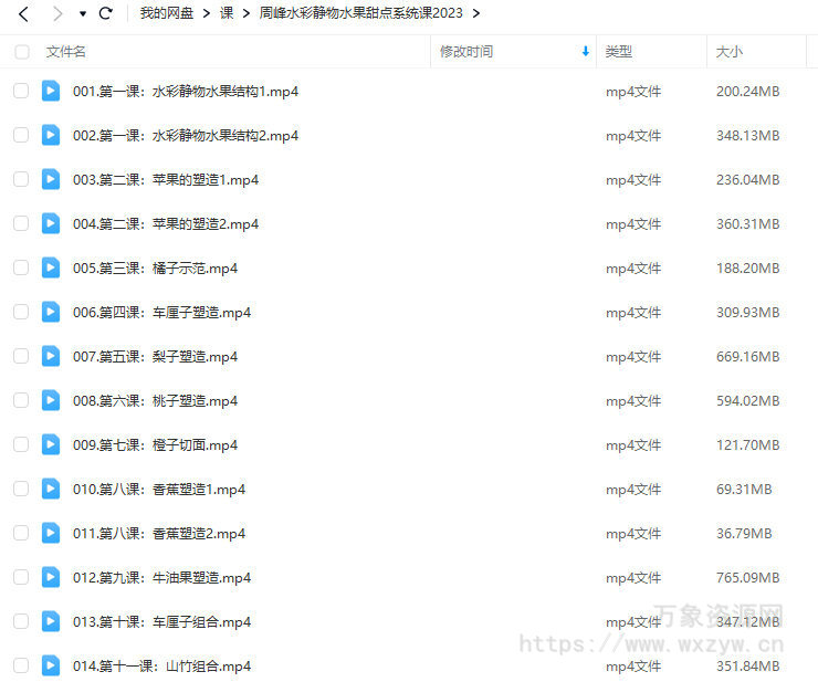 周峰水彩静物水果甜点系统课2023【画质一般只有视频】