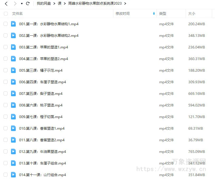 周峰水彩静物水果甜点系统课2023【画质一般只有视频】