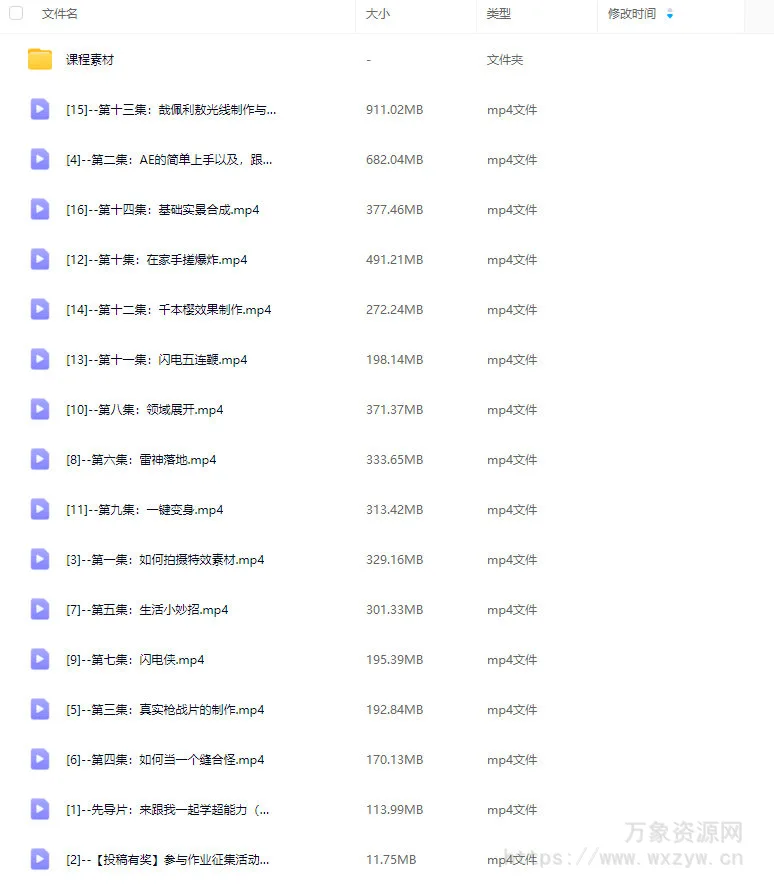 特效小哥视频特效第一课2024【画质高清有大部分素材】