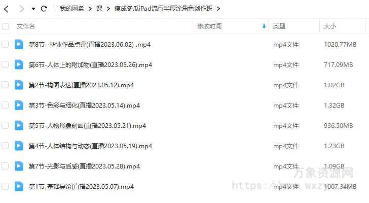 瘦成冬瓜2023年iPad流行半厚涂角色创作班【画质一般只有视频】