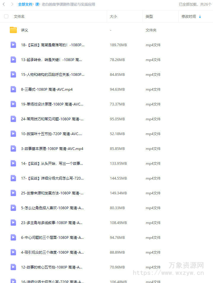 老白的故事课剧作理论与实战应用【画质高清有讲义】
