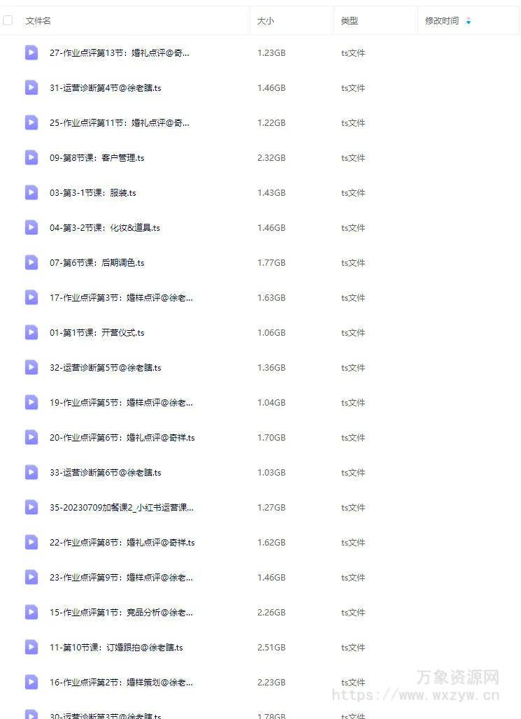 徐老瞎婚摄训练营第2期【画质不错只有视频】