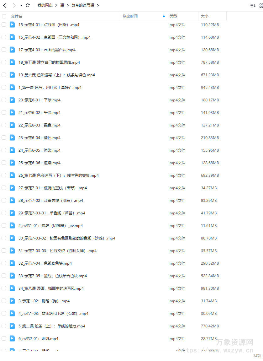 尼诺艺术鼠帝的速写课2023年结课【画质不错只有视频】