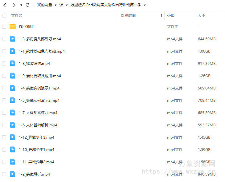 万里虚名2023ipad微写实人物插画特训班第1季【画质还行只有视频】