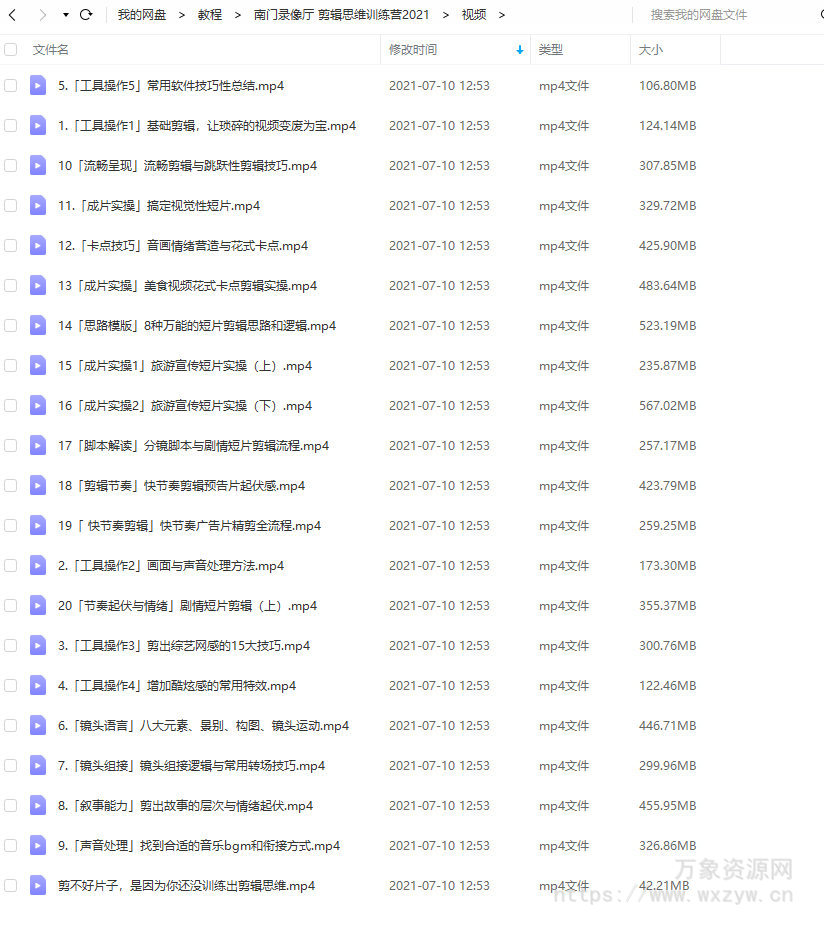 【已完结】南门录像厅PR剪辑思维训练营2021附赠从小白到剪辑师2020【画质高清有部分课程素材】