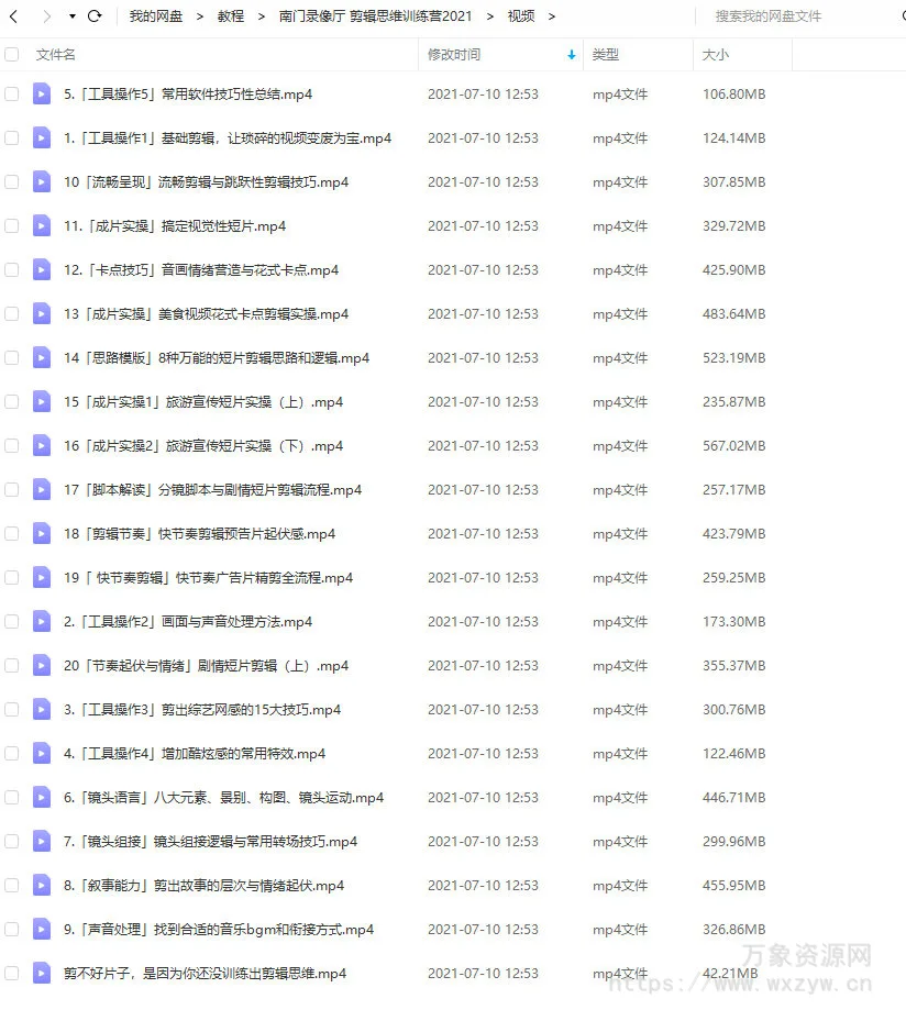 【已完结】南门录像厅PR剪辑思维训练营2021附赠从小白到剪辑师2020【画质高清有部分课程素材】